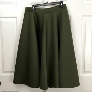 Olive Green Scuba Midi Skirt